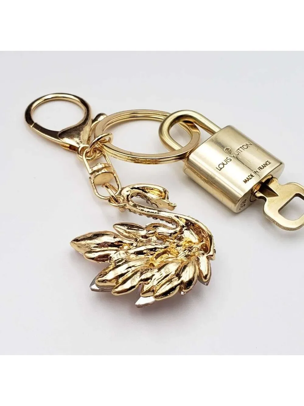 Louis Vuitton Gold Padlock 🔑 Authentic LV Unbranded Swan Keychain Bag Charm
